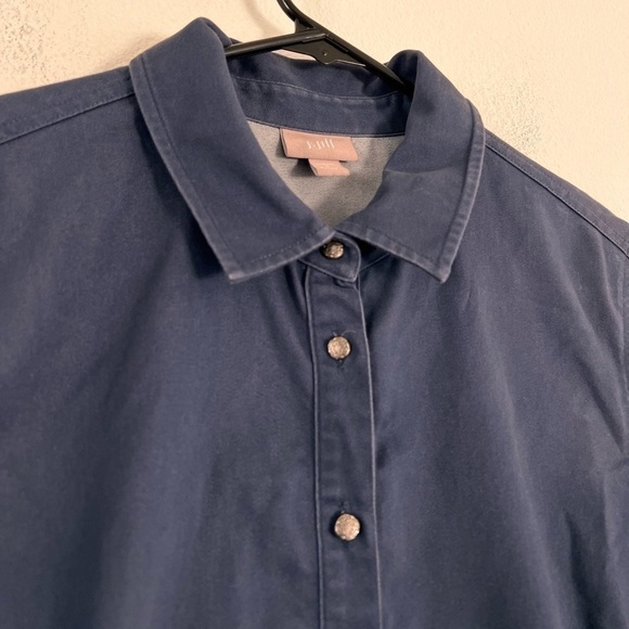J. Jill Blue Utilitarian Frock Collared Shirt Shift MIDI Dress Size Small - Picture 2 of 15